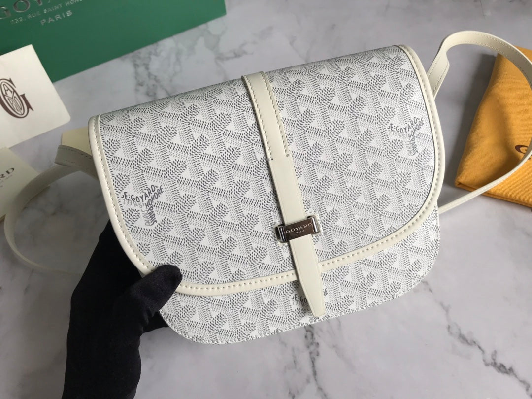 GOYARD BELVEDERE PM BAG 21CM WHITE CANVAS