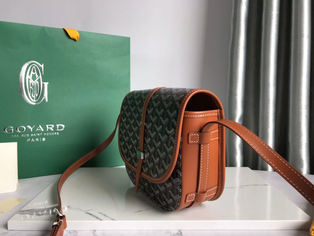 GOYARD BELVEDERE PM BAG 21CM BLACK AND TAN CANVAS
