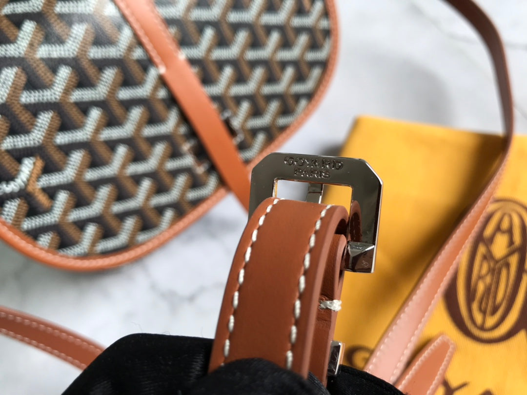 GOYARD BELVEDERE PM BAG 21CM BLACK AND TAN CANVAS