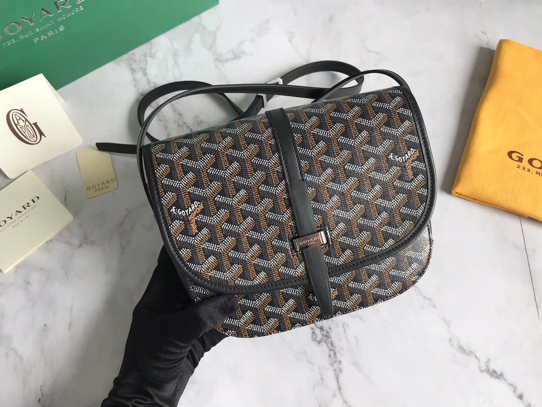 GOYARD BELVEDERE PM BAG 21CM BLACK CANVAS