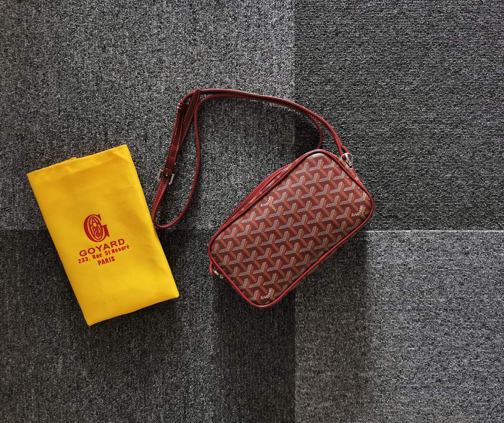 GOYARD CAP-VERT PM BAG 23X8X14CM BURGUNDY CANVAS