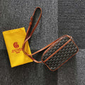 GOYARD CAP-VERT PM BAG 23X8X14CM BLACK AND TAN CANVAS