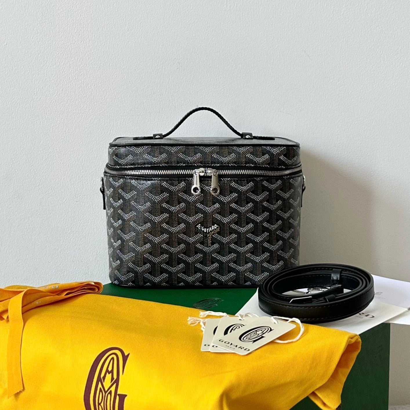 GOYARD GOYA MAKEUP BOX BAG 20CM BLACK CANVAS
