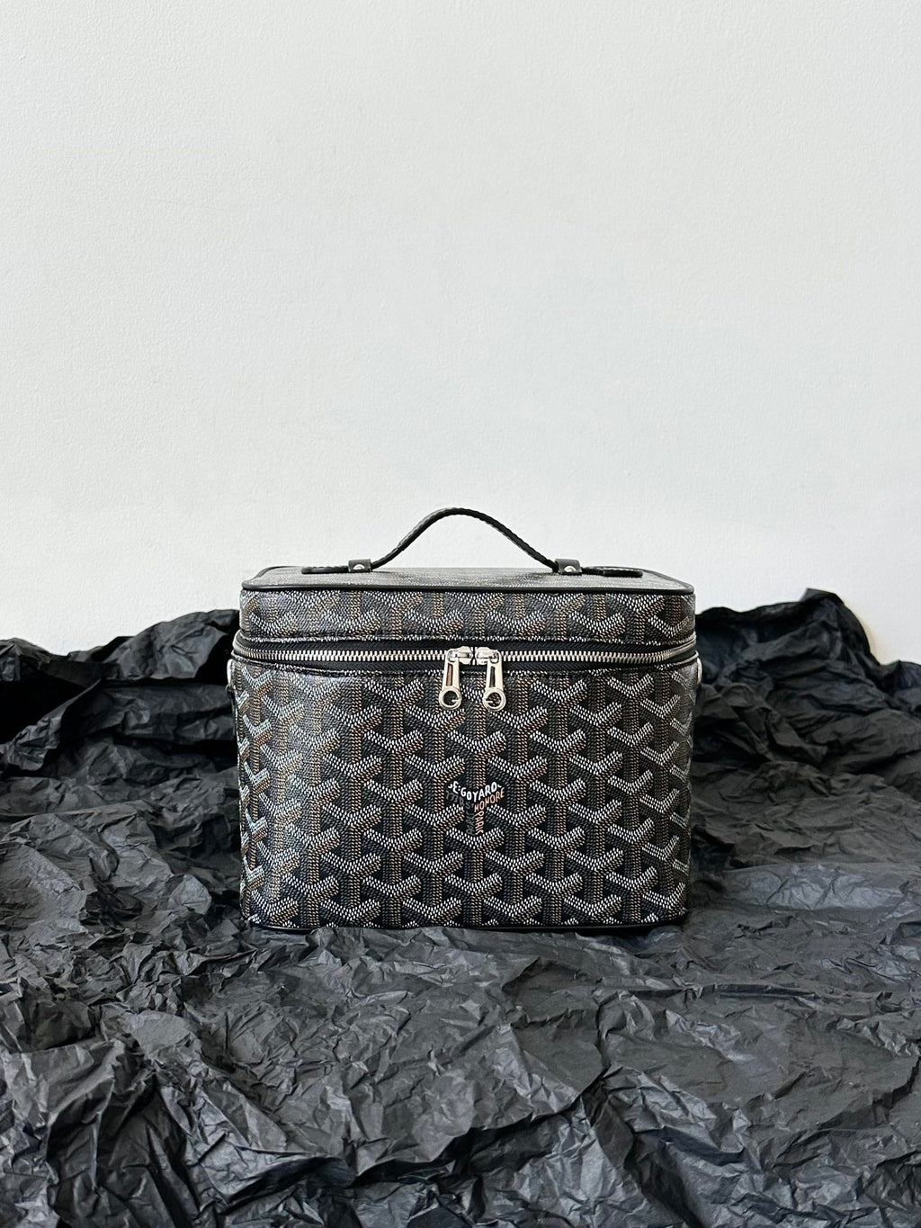 GOYARD GOYA MAKEUP BOX BAG 20CM BLACK CANVAS