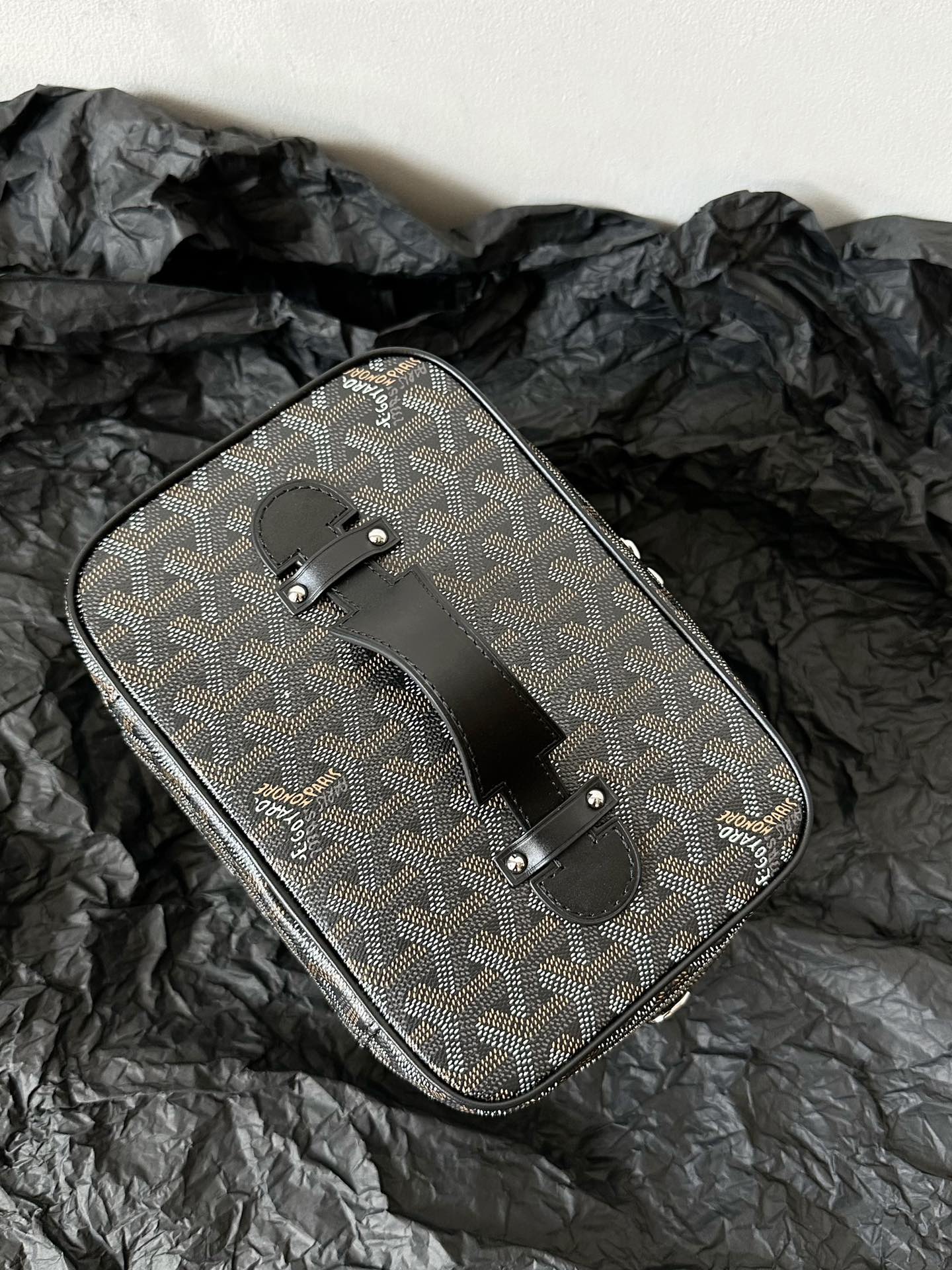 GOYARD GOYA MAKEUP BOX BAG 20CM BLACK CANVAS