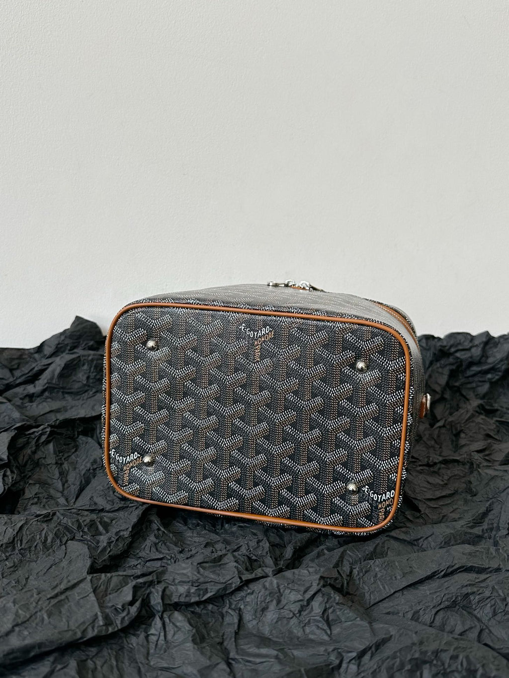 GOYARD GOYA MAKEUP BOX BAG 20CM BLACK AND TAN CANVAS