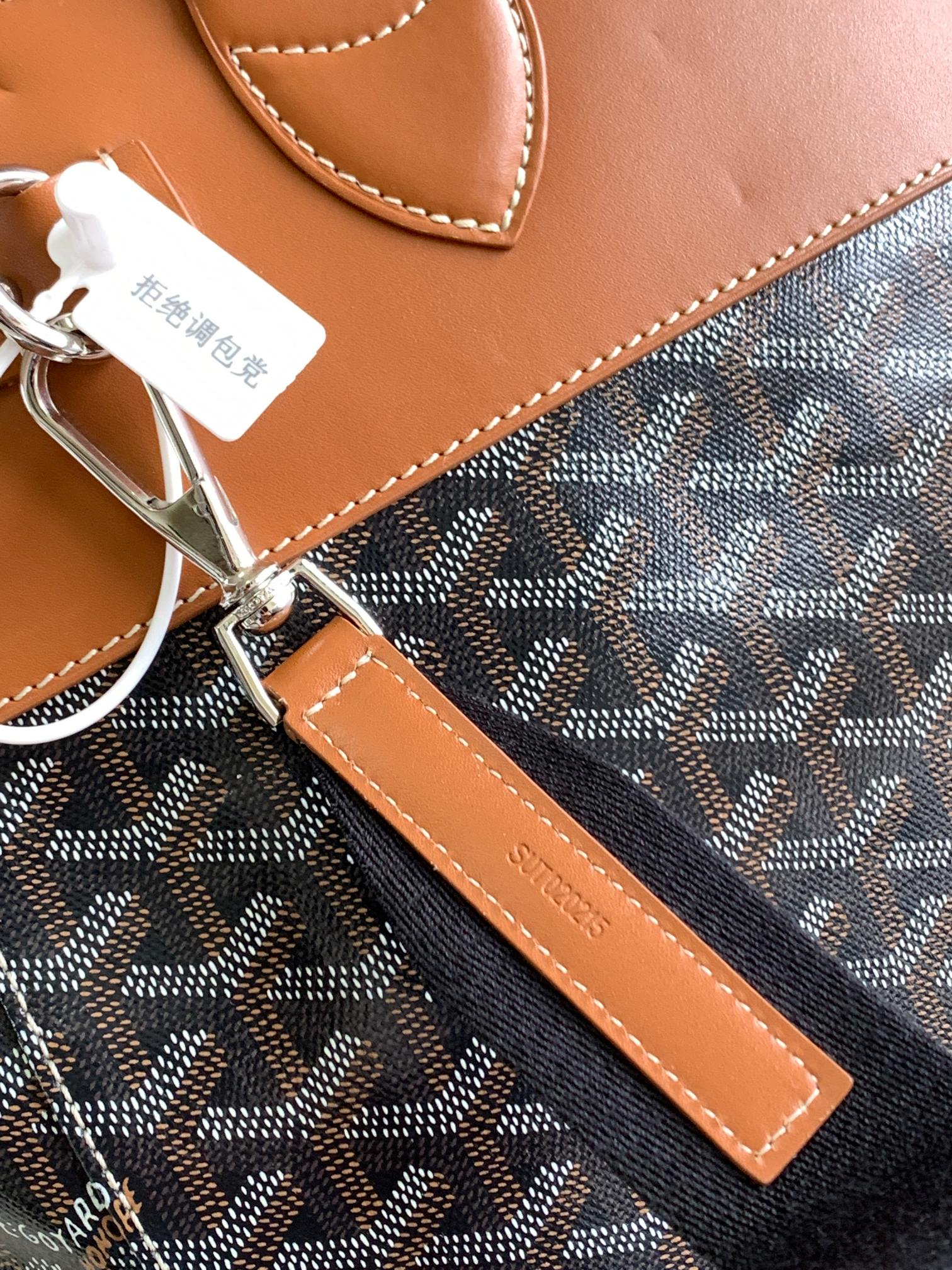GOYARD GOYA STEAMER PM BAG 48CM BLACK AND TAN CANVAS