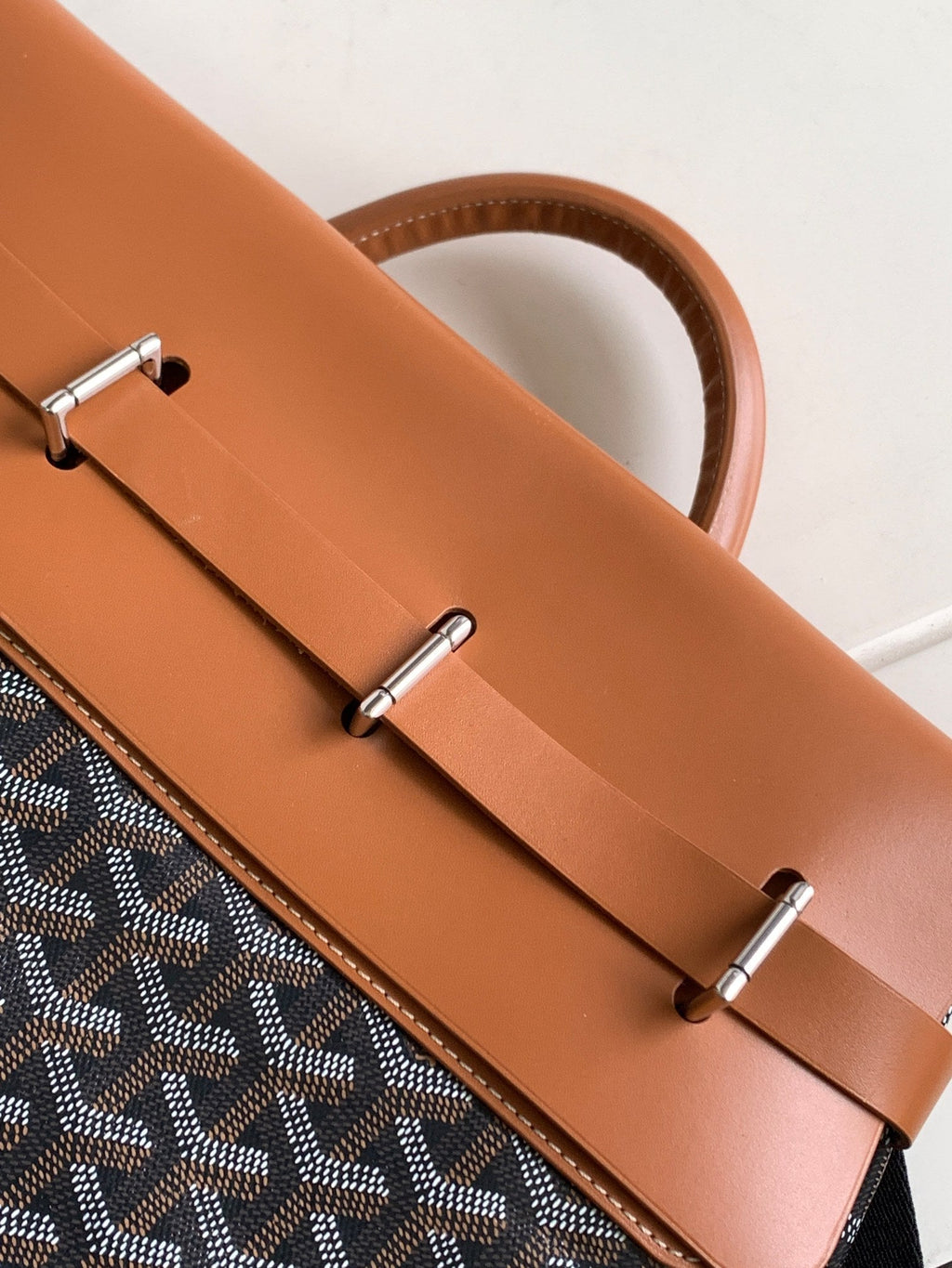 GOYARD GOYA STEAMER PM BAG 48CM BLACK AND TAN CANVAS