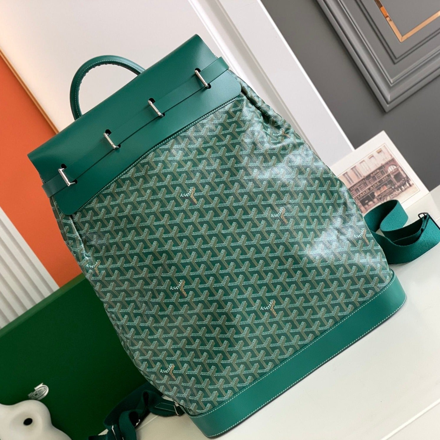 GOYARD GOYA STEAMER PM BAG 48CM GREEN CANVAS