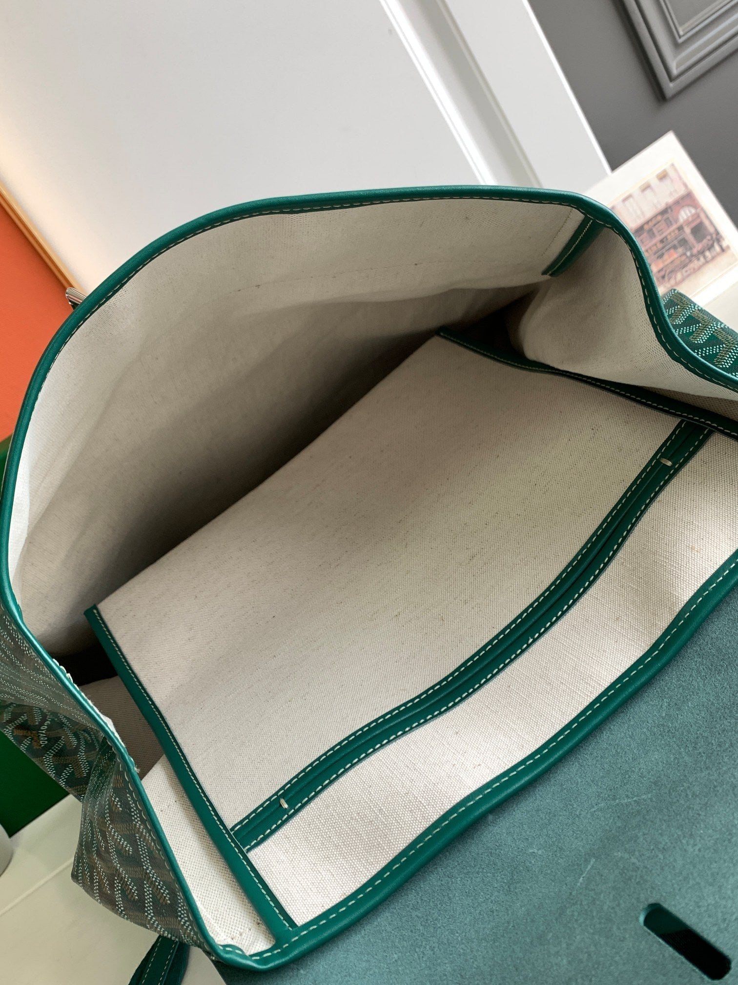 GOYARD GOYA STEAMER PM BAG 48CM GREEN CANVAS