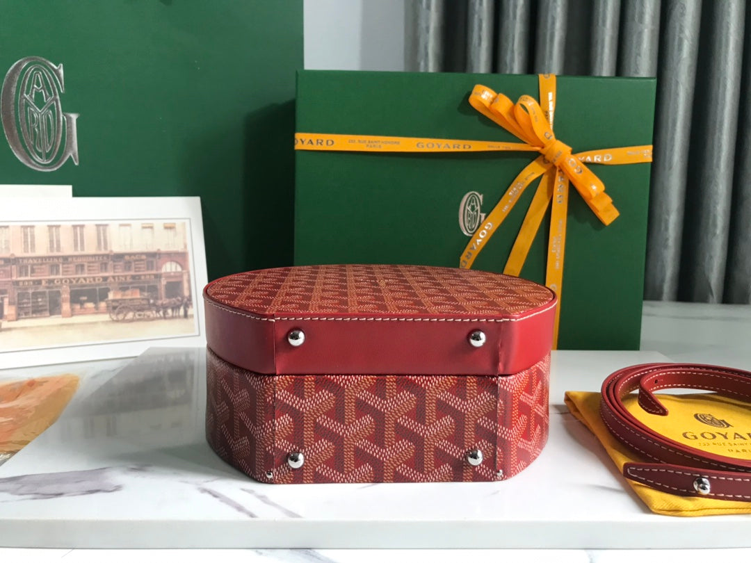 GOYARD THE ALTO HATBOX TRUNK BAG 18CM RED CANVAS