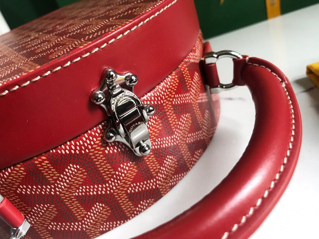 GOYARD THE ALTO HATBOX TRUNK BAG 18CM RED CANVAS