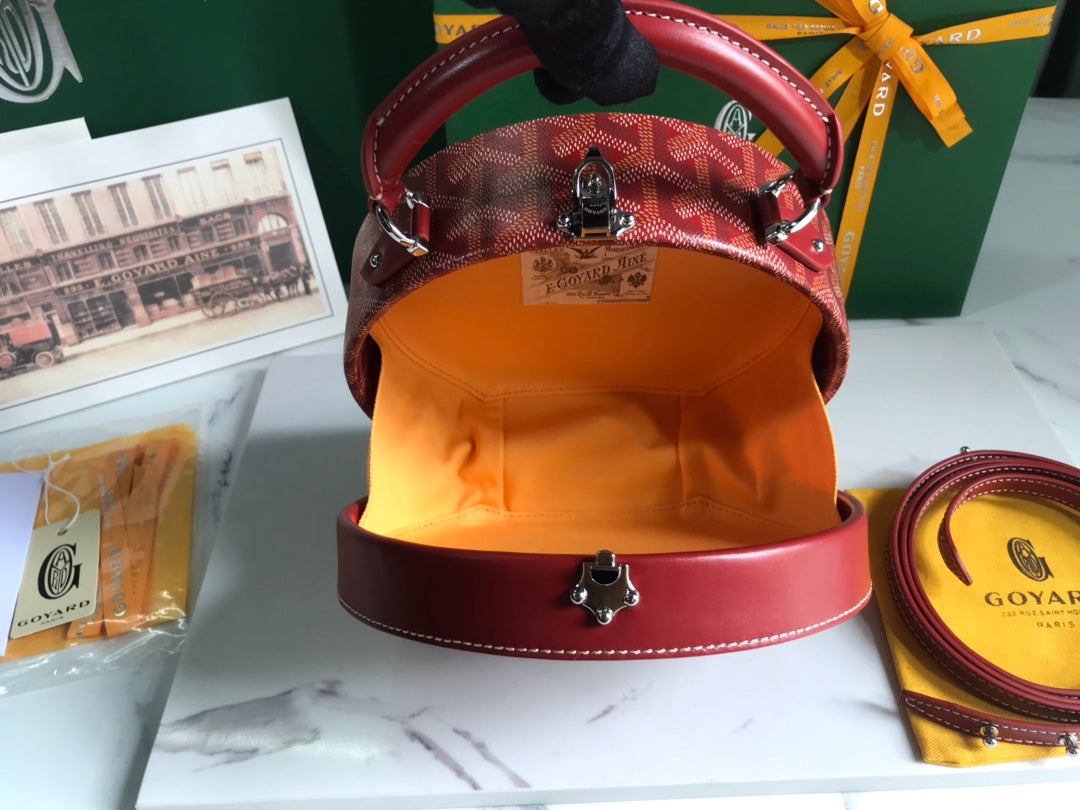 GOYARD THE ALTO HATBOX TRUNK BAG 18CM RED CANVAS