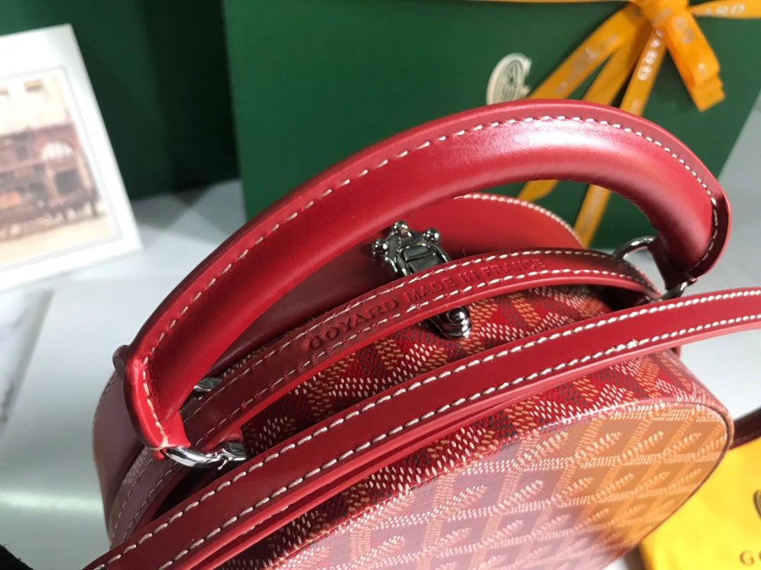 GOYARD THE ALTO HATBOX TRUNK BAG 18CM RED CANVAS