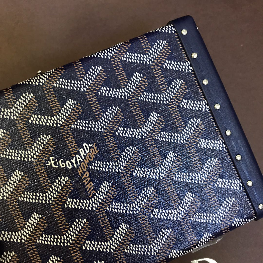 GOYARD MINAUDIERE TRUNK BAG 17CM NAVY BLUE CANVAS