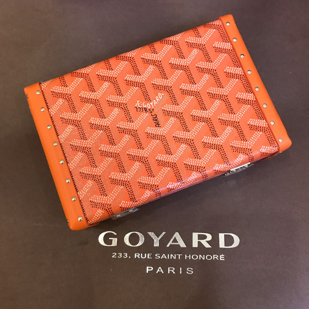 GOYARD MINAUDIERE TRUNK BAG 17CM ORANGE CANVAS