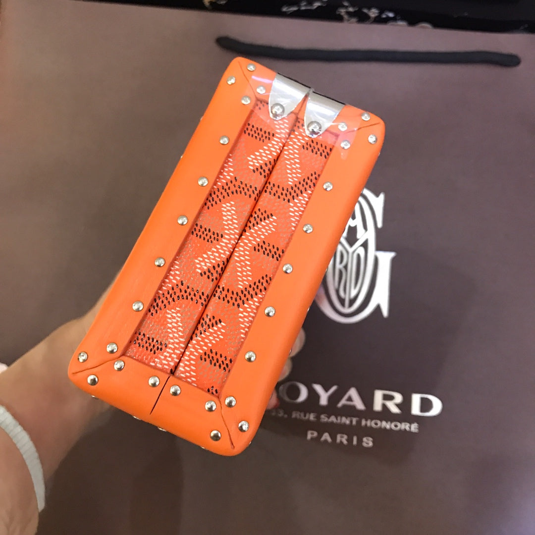 GOYARD MINAUDIERE TRUNK BAG 17CM ORANGE CANVAS