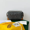 GOYARD GOYA COSMETIC BAG 24CM BLACK AND TAN CANVAS